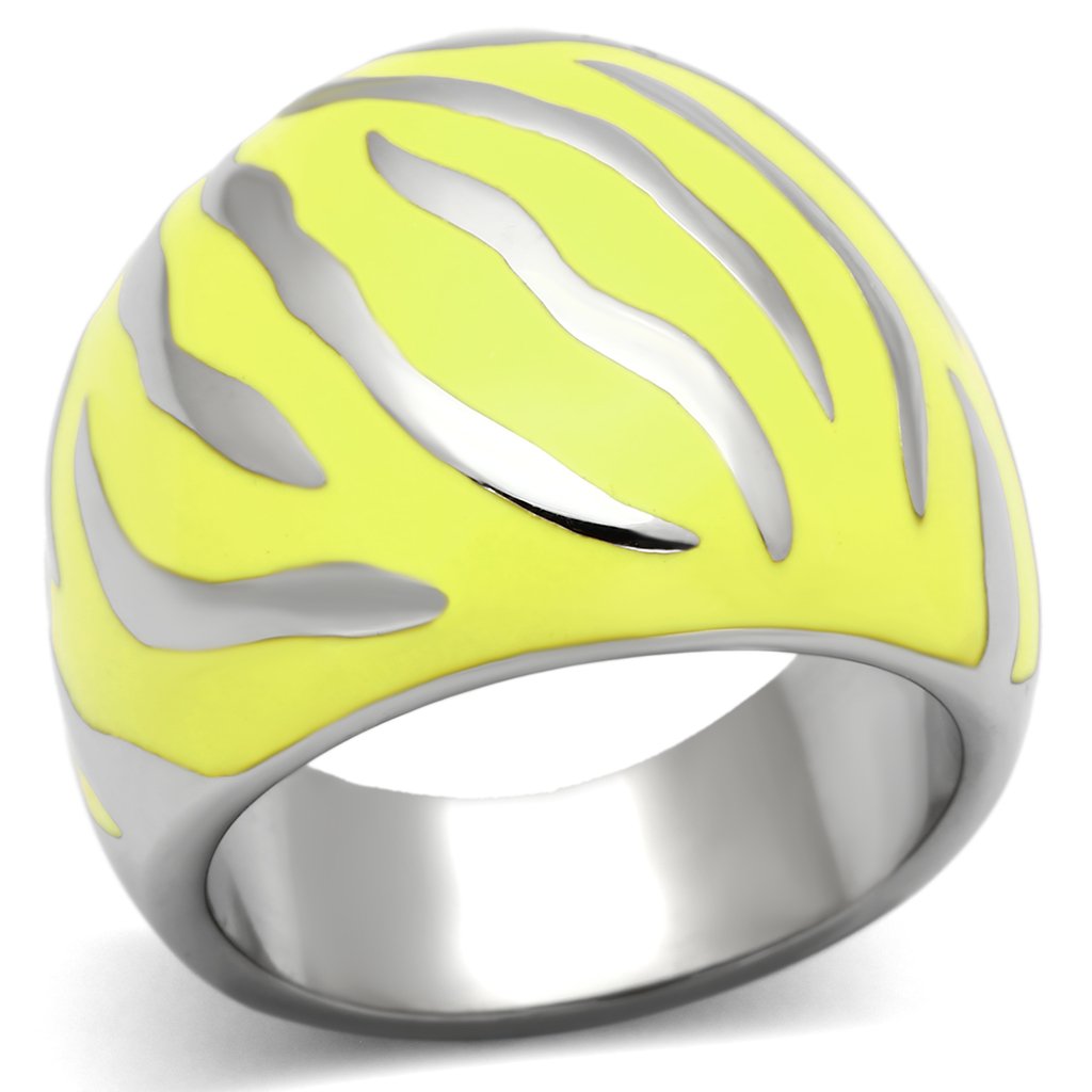 High polished (no plating) Stainless Steel Ring with Epoxy  in Topaz
