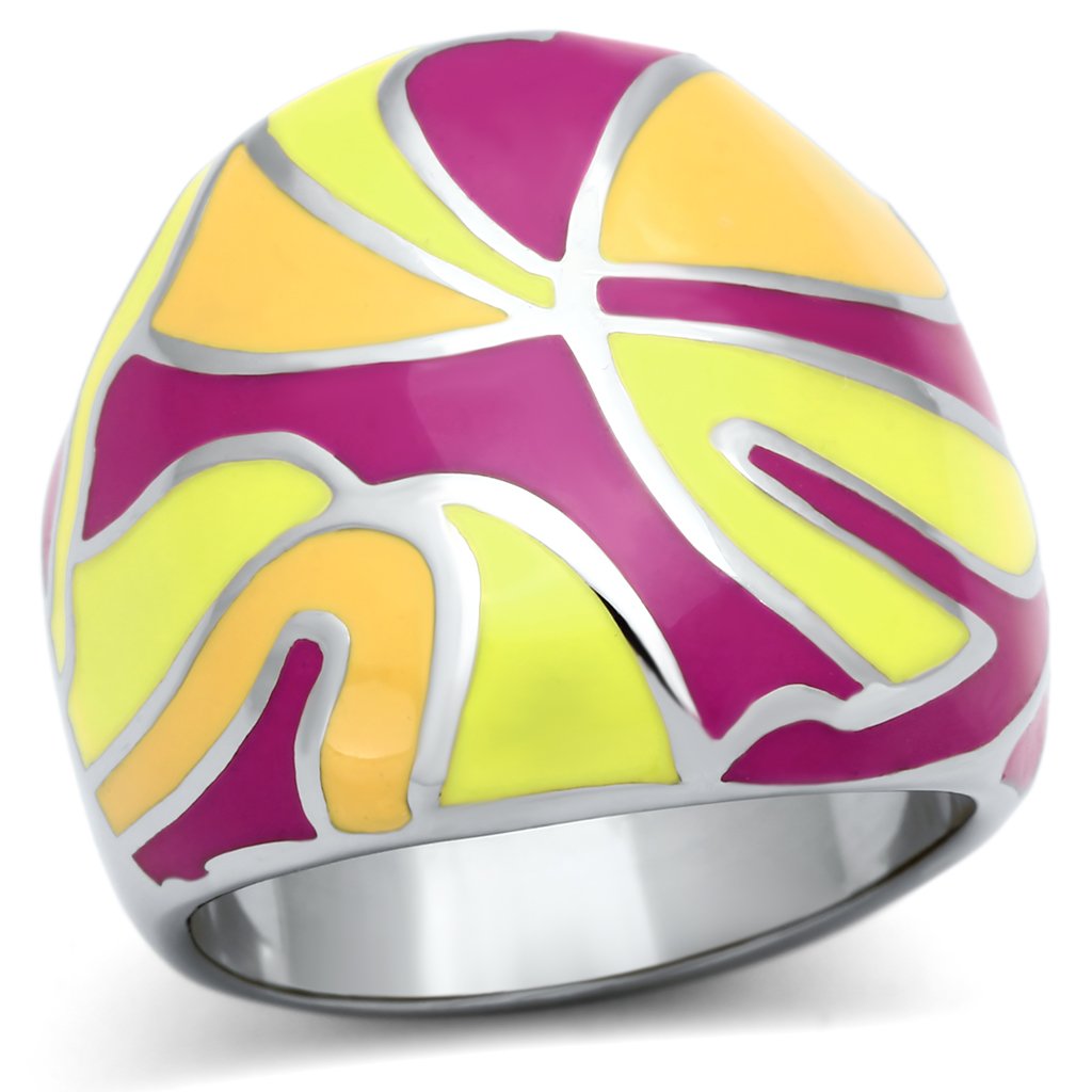 High polished (no plating) Stainless Steel Ring with Epoxy  in Multi Color