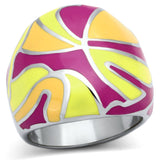 High polished (no plating) Stainless Steel Ring with Epoxy  in Multi Color