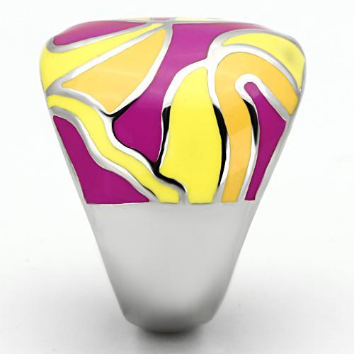 High polished (no plating) Stainless Steel Ring with Epoxy  in Multi Color