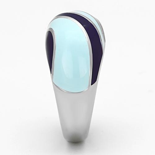 High polished (no plating) Stainless Steel Ring with Epoxy  in Multi Color
