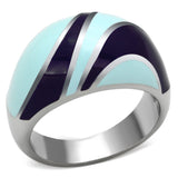 High polished (no plating) Stainless Steel Ring with Epoxy  in Multi Color