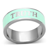 High polished (no plating) Stainless Steel Ring with Epoxy  in Turquoise