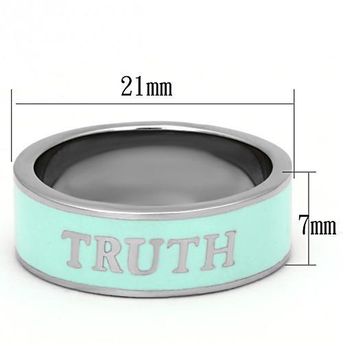 High polished (no plating) Stainless Steel Ring with Epoxy  in Turquoise