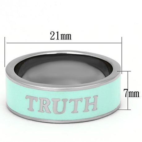 High polished (no plating) Stainless Steel Ring with Epoxy  in Turquoise