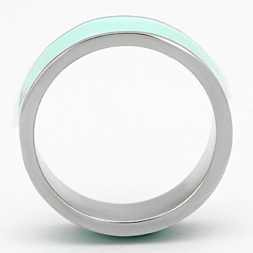 High polished (no plating) Stainless Steel Ring with Epoxy  in Turquoise