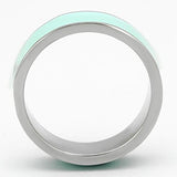 High polished (no plating) Stainless Steel Ring with Epoxy  in Turquoise