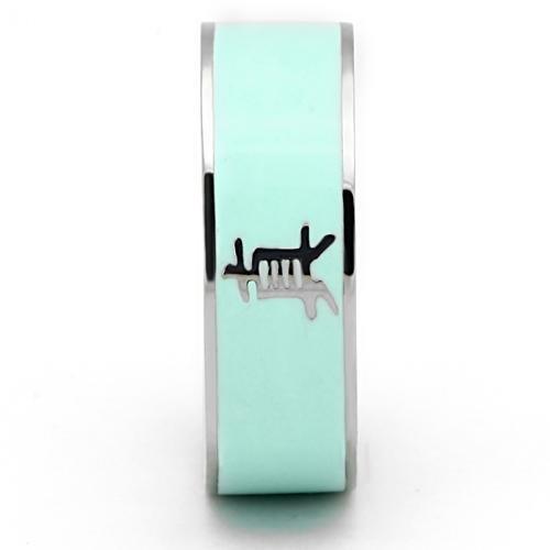 High polished (no plating) Stainless Steel Ring with Epoxy  in Turquoise