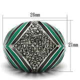 High polished (no plating) Stainless Steel Ring with Top Grade Crystal  in Black Diamond