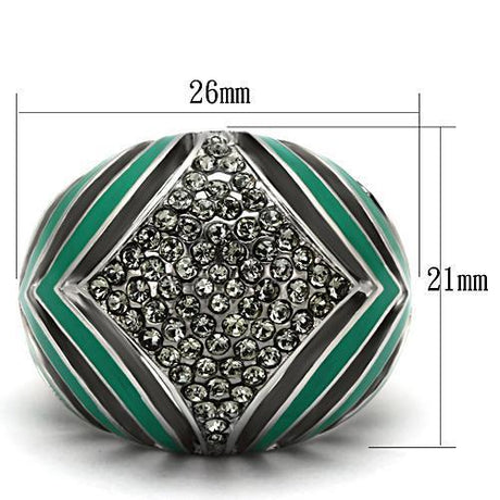 High polished (no plating) Stainless Steel Ring with Top Grade Crystal  in Black Diamond