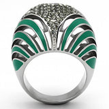 High polished (no plating) Stainless Steel Ring with Top Grade Crystal  in Black Diamond
