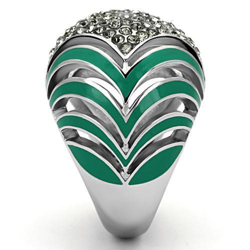 High polished (no plating) Stainless Steel Ring with Top Grade Crystal  in Black Diamond