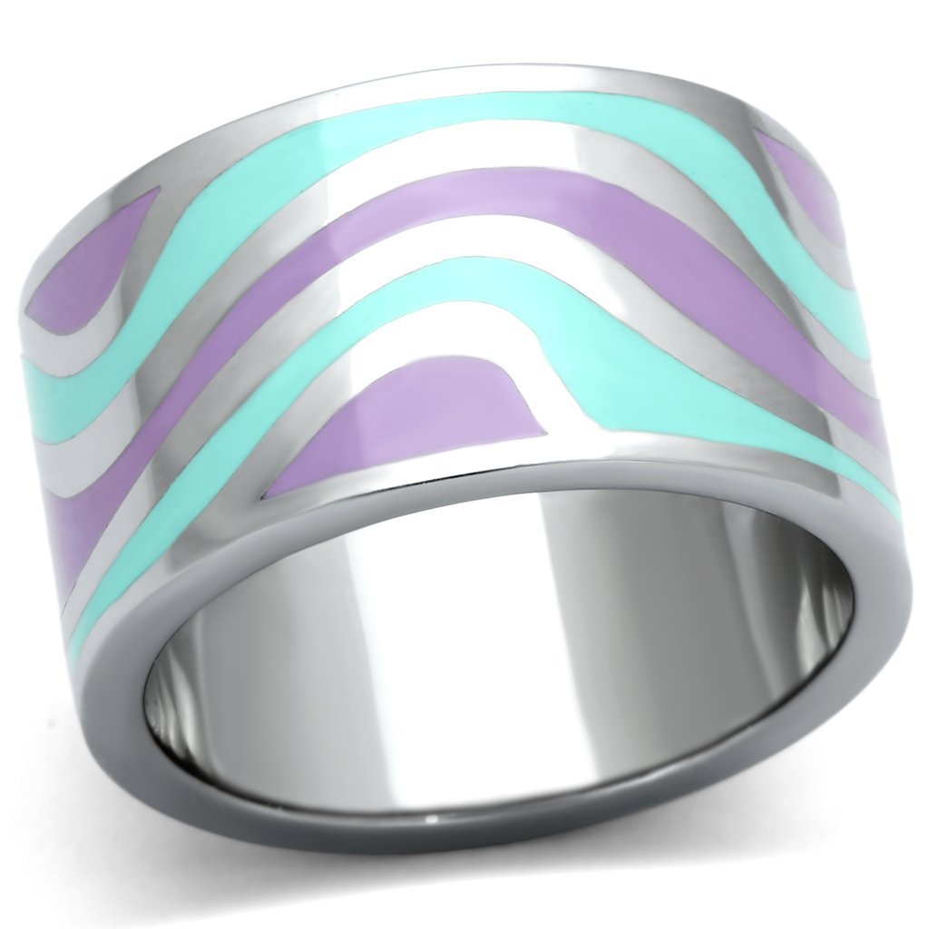 High polished (no plating) Stainless Steel Ring with Epoxy  in Multi Color