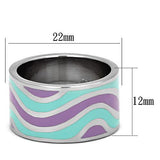 High polished (no plating) Stainless Steel Ring with Epoxy  in Multi Color