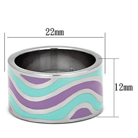 High polished (no plating) Stainless Steel Ring with Epoxy  in Multi Color