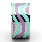 High polished (no plating) Stainless Steel Ring with Epoxy  in Multi Color