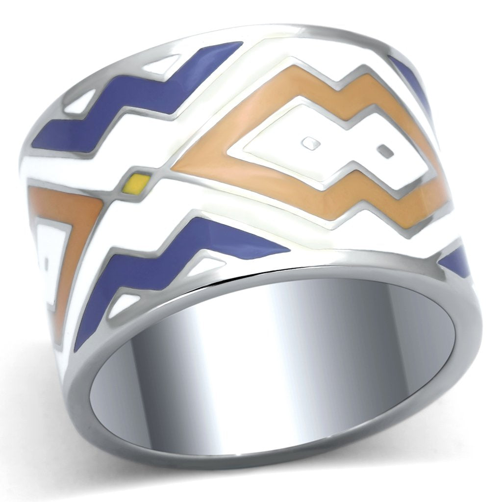 High polished (no plating) Stainless Steel Ring with Epoxy  in Multi Color