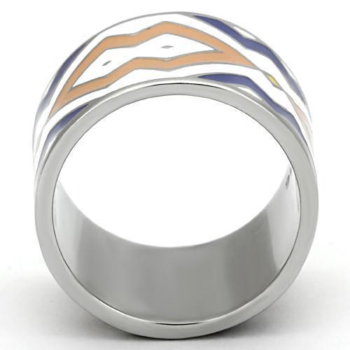 High polished (no plating) Stainless Steel Ring with Epoxy  in Multi Color
