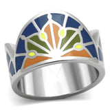 High polished (no plating) Stainless Steel Ring with Epoxy  in Multi Color