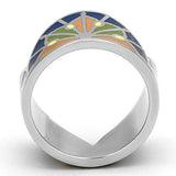 High polished (no plating) Stainless Steel Ring with Epoxy  in Multi Color