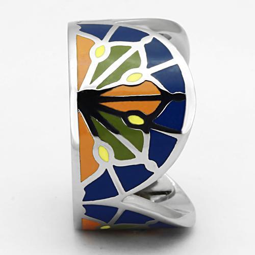 High polished (no plating) Stainless Steel Ring with Epoxy  in Multi Color