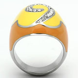 High polished (no plating) Stainless Steel Ring with Top Grade Crystal  in Clear