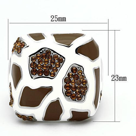 High polished (no plating) Stainless Steel Ring with Top Grade Crystal  in Smoked Quartz