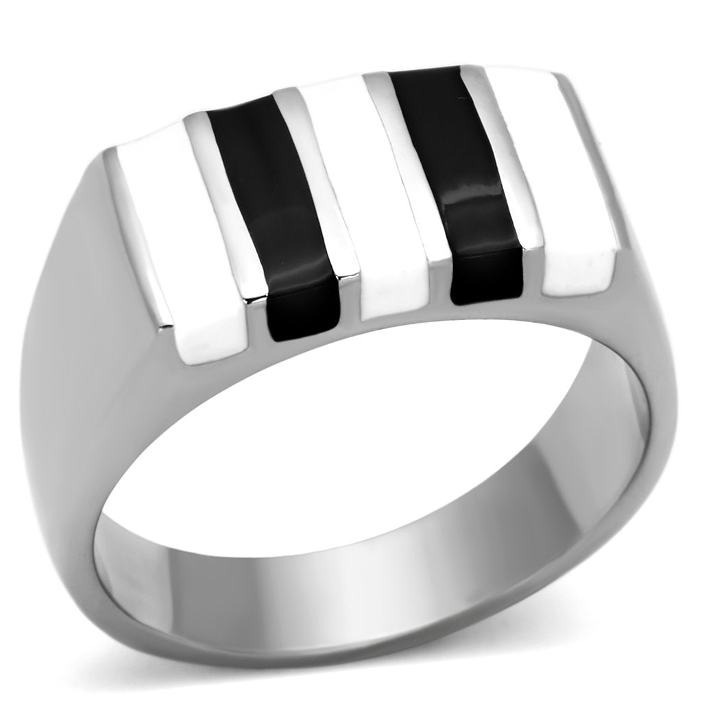 High polished (no plating) Stainless Steel Ring with Epoxy  in Multi Color