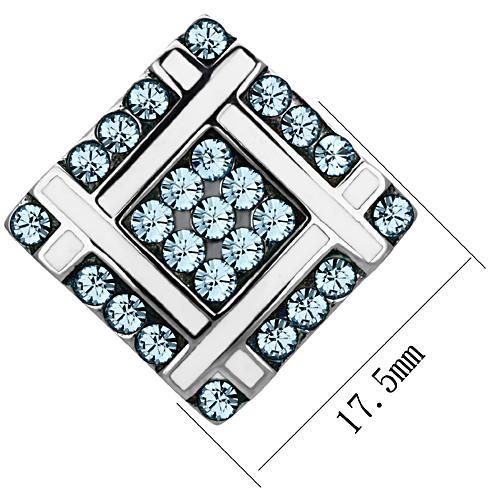 High polished (no plating) Stainless Steel Earrings with Top Grade Crystal  in Sea Blue