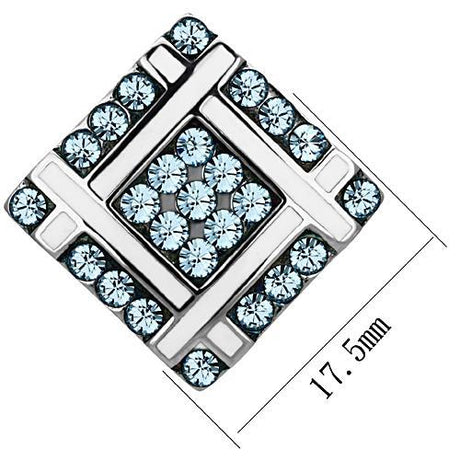 High polished (no plating) Stainless Steel Earrings with Top Grade Crystal  in Sea Blue