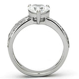 High polished (no plating) Stainless Steel Ring with AAA Grade CZ  in Clear