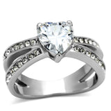 High polished (no plating) Stainless Steel Ring with AAA Grade CZ  in Clear
