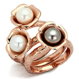 IP Rose Gold(Ion Plating) Stainless Steel Ring with Synthetic Glass Bead in Multi Color