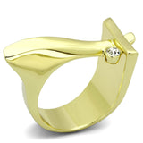 IP Gold(Ion Plating) Stainless Steel Ring with Top Grade Crystal  in Clear