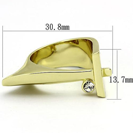 IP Gold(Ion Plating) Stainless Steel Ring with Top Grade Crystal  in Clear