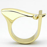 IP Gold(Ion Plating) Stainless Steel Ring with Top Grade Crystal  in Clear
