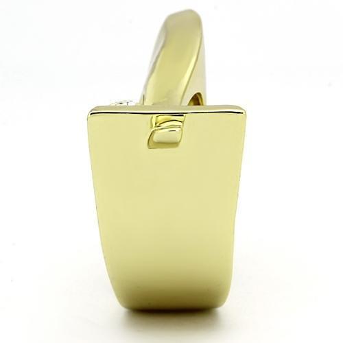 IP Gold(Ion Plating) Stainless Steel Ring with Top Grade Crystal  in Clear