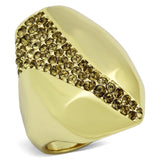 IP Gold(Ion Plating) Stainless Steel Ring with Top Grade Crystal  in Smoked Quartz