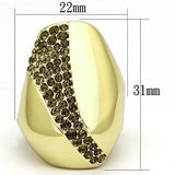 IP Gold(Ion Plating) Stainless Steel Ring with Top Grade Crystal  in Smoked Quartz
