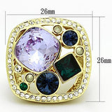 IP Gold(Ion Plating) Stainless Steel Ring with Top Grade Crystal  in Multi Color