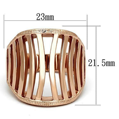 IP Rose Gold(Ion Plating) Stainless Steel Ring with No Stone