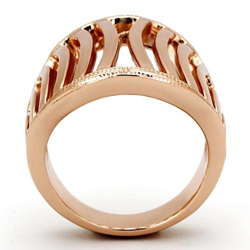 IP Rose Gold(Ion Plating) Stainless Steel Ring with No Stone