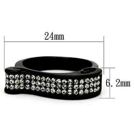 IP Black(Ion Plating) Stainless Steel Ring with Top Grade Crystal  in Black Diamond