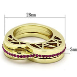 IP Gold(Ion Plating) Stainless Steel Ring with Top Grade Crystal  in Fuchsia