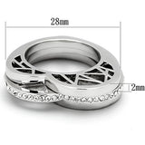 High polished (no plating) Stainless Steel Ring with Top Grade Crystal  in Clear