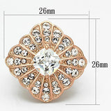IP Rose Gold(Ion Plating) Stainless Steel Ring with AAA Grade CZ  in Clear