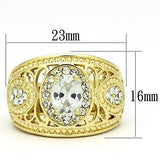 IP Gold(Ion Plating) Stainless Steel Ring with AAA Grade CZ  in Clear