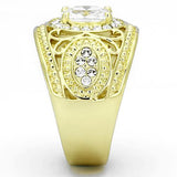 IP Gold(Ion Plating) Stainless Steel Ring with AAA Grade CZ  in Clear