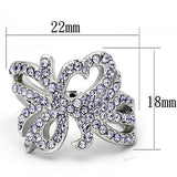 High polished (no plating) Stainless Steel Ring with Top Grade Crystal  in Light Sapphire