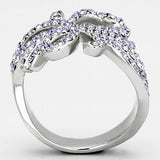 High polished (no plating) Stainless Steel Ring with Top Grade Crystal  in Light Sapphire